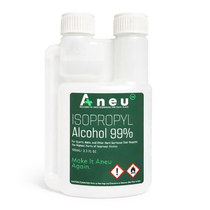 Bottle of 99% isopropyl alcohol with Aneu branding on a white background