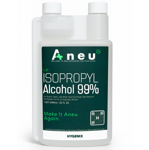 Bottle of 99% isopropyl alcohol with Aneu branding on a white background