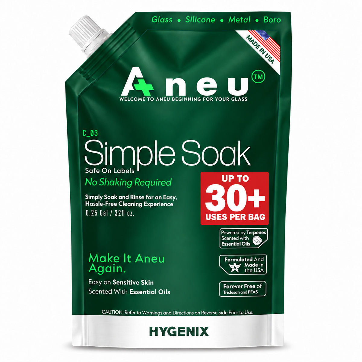 Aneu Simple Soak packaging on a white background