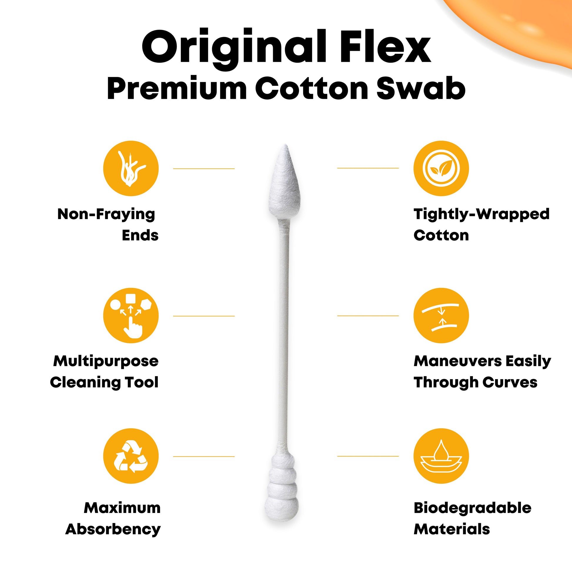 The original Flex cotton swab has many premium features such as non fraying tightly wrapped tips. Maximum Absorbency for cleaning up after larger dabs. As well as the flexible nature of the stem, making it uniquely versatile for all dabbing and smoking cleaning tasks. 
