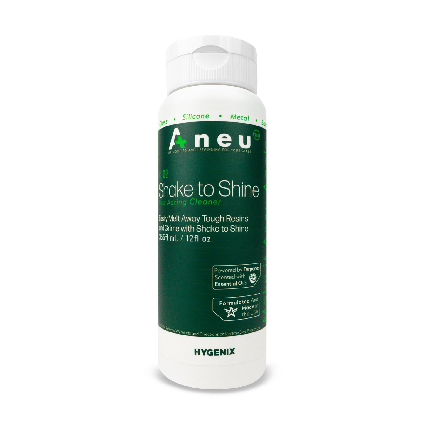 Aneu Hygenix bottle of cleaning solution on a white background